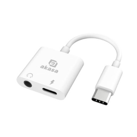 adattatore akasa audio/phono per cuffie e caricabatterie pd da usb-c