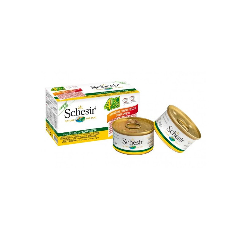 cibo umido per cani agras pet foods schesir pollo con prosciutto
