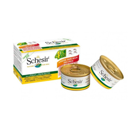 cibo umido per cani agras pet foods schesir pollo con prosciutto