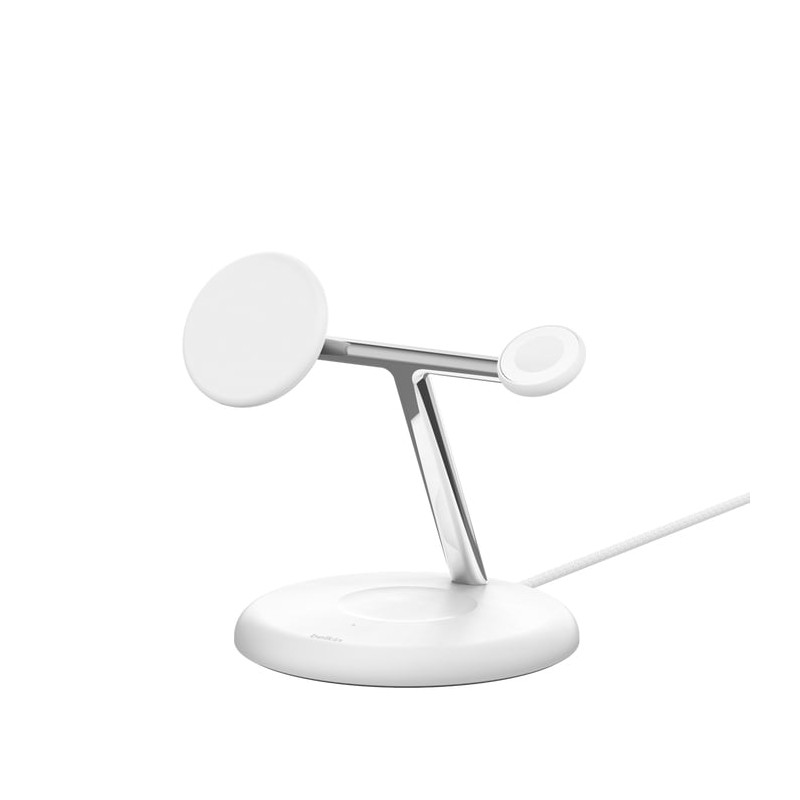 supporto di ricarica belkin boostcharge pro 3in1 wireless 15w bianco