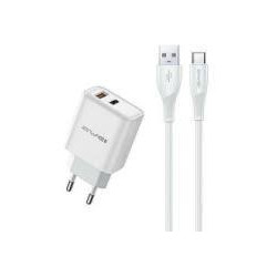caricabatterie awei gan 22.5w pd81t 22,5 w + cavo usb-c bianco