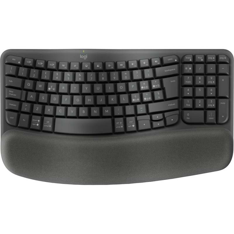 tastiera logitech wave keys for business wireless + bluetooth grafite