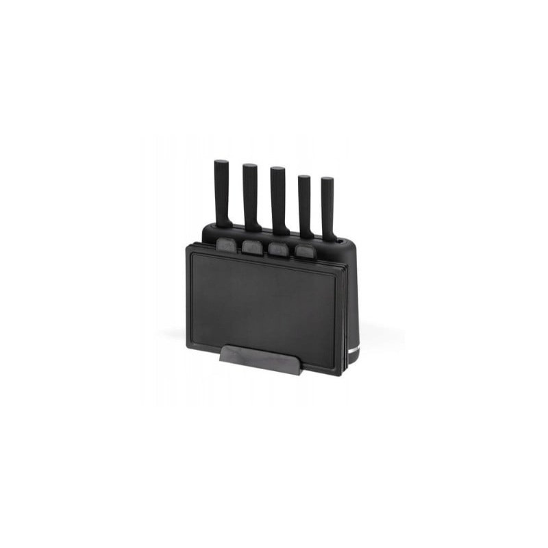 set di coltelli tefal 2 in 1+ tagliere su supporto nero [mr-1412-black]