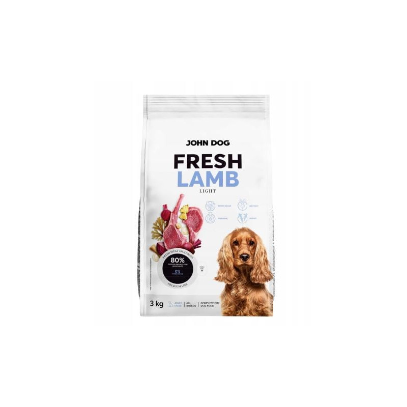 cibo secco per cani john dog fresco agnello 3kg