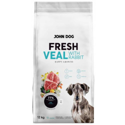cibo secco per cani john dog vitello junior fresco 12kg