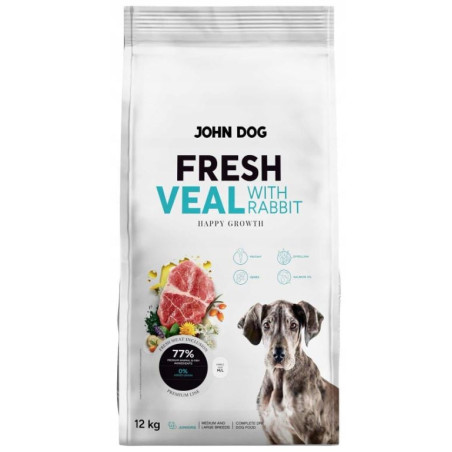 cibo secco per cani john dog vitello junior fresco 12kg