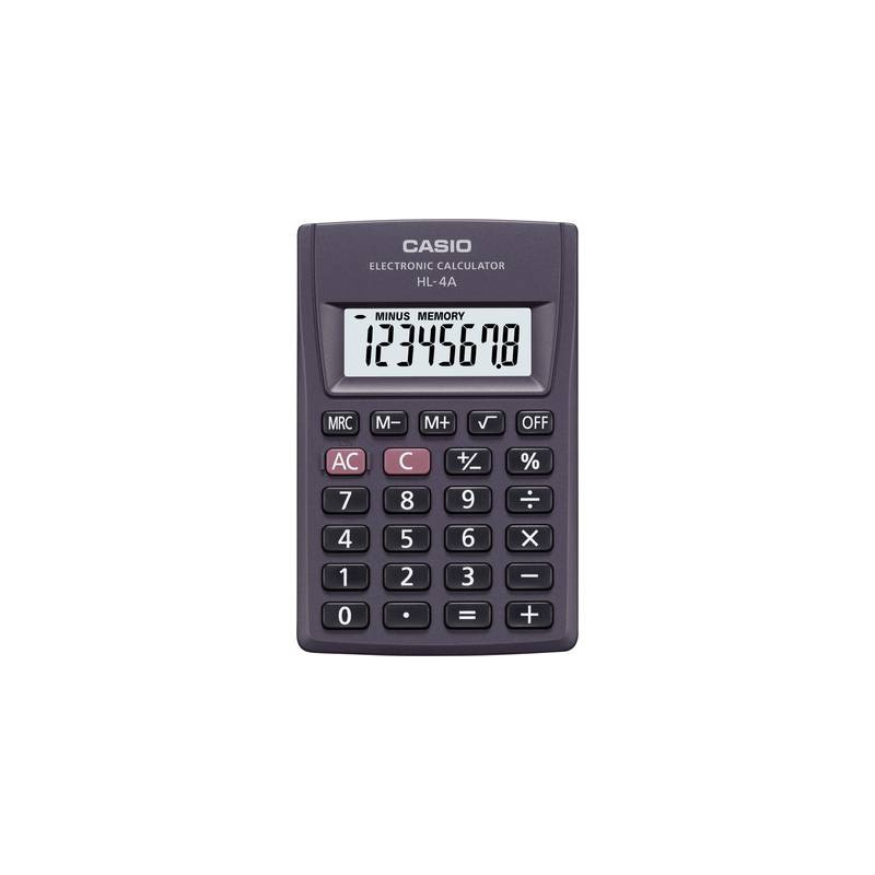 calcolatrice tascabile casio hl-4a antracite display (cifre):