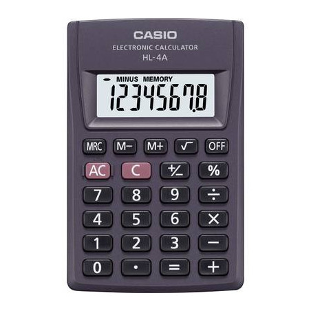 calcolatrice tascabile casio hl-4a antracite display (cifre):