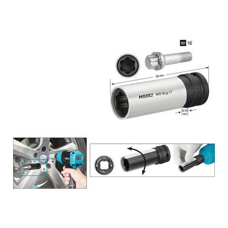 inserto a bussola impact esagono esterno 17 mm 1/2 (12.5 mm) hazet