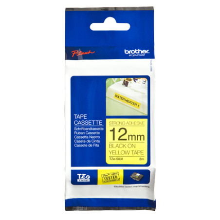 Nastro lam.con adesivo resist.tze-s631 12mmx8mt nero/giallo [tzes631]