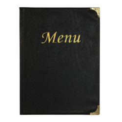 Porta menu' a5-18x25cm nero in pvc basic con 4+2 buste fisse