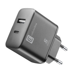 alimentatore da rete cellularline 2 porte fast 25w