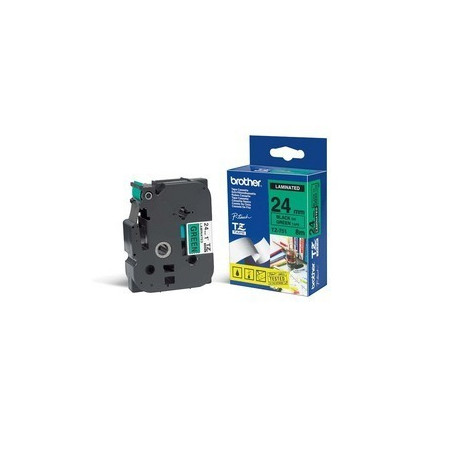 Nastro di stampa brother tze751 24mm verde/nero [tze751]