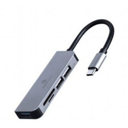 hub usb gembird 3 porte usb-c hub usb 2.0x2 usb 3.0 argento [nugemus3p000002]