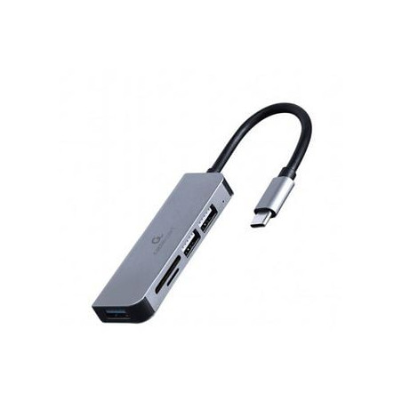 hub usb gembird 3 porte usb-c hub usb 2.0x2 usb 3.0 argento [nugemus3p000002]
