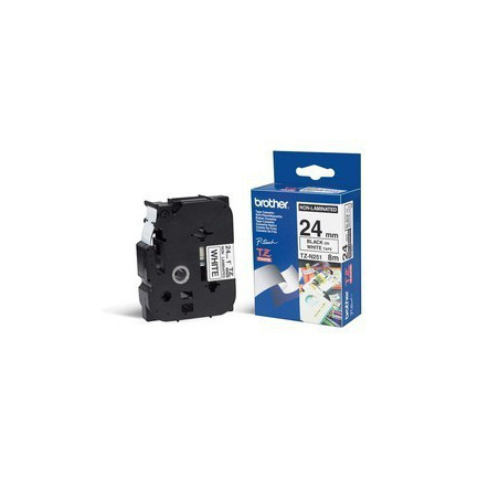 Nastro di stampa brother tzen251 24mm bianco/nero[tzen251]