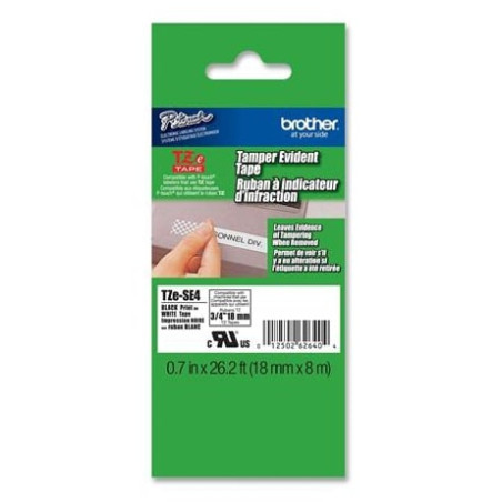 Nastro di stampa brother tzese4 18mm bianco/nero [tzese4]