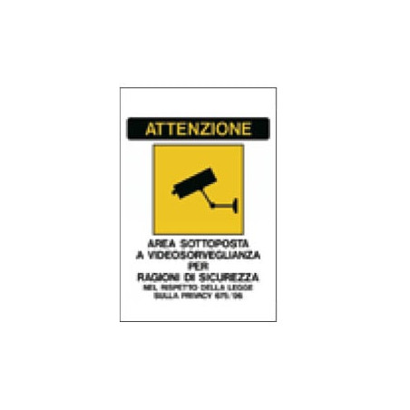 cartello adesivo 20x30cm 'area sottoposta a videosorveglianza'