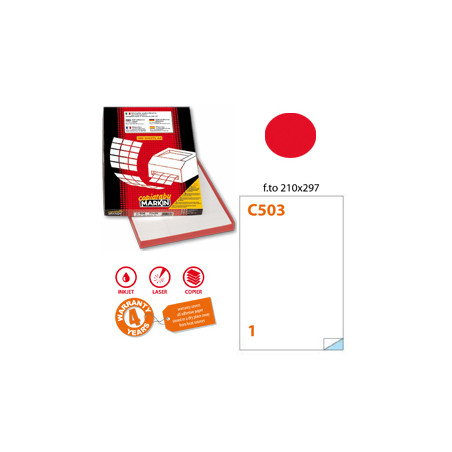 etichetta adesiva c/503 rosso fluo 100fg a4 210x297mm (1et/fg) markin
