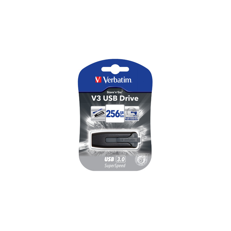 Pen drive 256gb verbatim store n go v3 usb 3.0 / grey [49168]