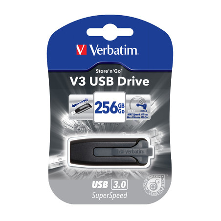 Pen drive 256gb verbatim store n go v3 usb 3.0 / grey [49168]