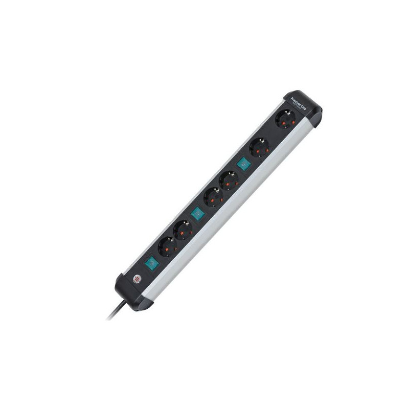 multipresa brennenstuhl premium alu-line a 6 prese 3m nero/argento
