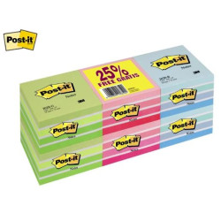 blocco note post-it 7.6x7.6cm cubo 450 fogli blu/verde/rosa