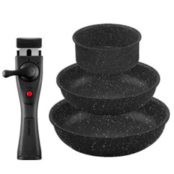 set padelle con casseruola ballarini bolzano nere 4pz [1011616]