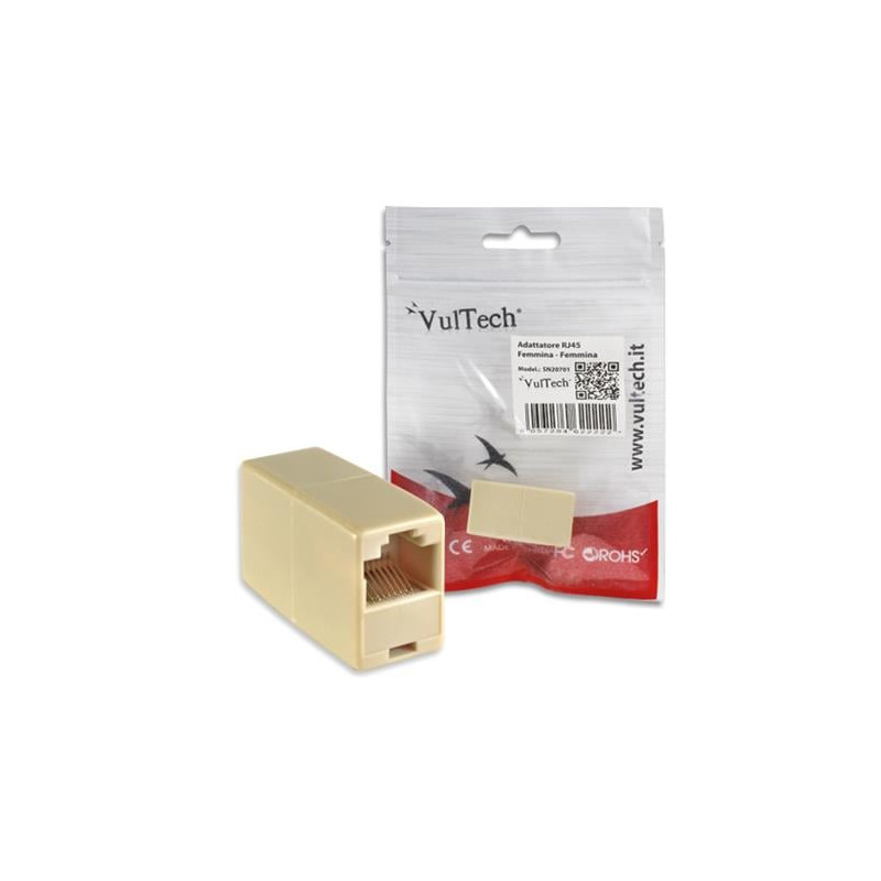 Adattatore ethernet femmina femmina vultech rj45 vultech (sn20701)