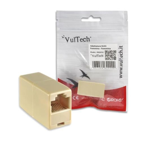 Adattatore ethernet femmina femmina vultech rj45 vultech (sn20701)