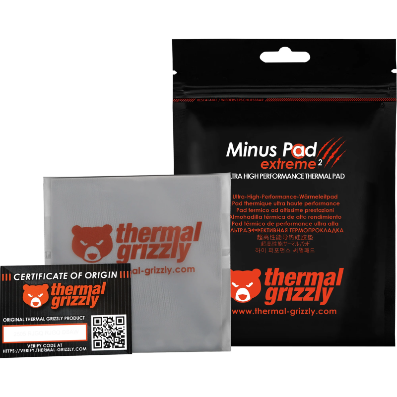 pad termico thermal grizzly minus pad extreme 100x100x1mm grigio