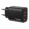 caricabatterie di rete verbatim essentials gan 65w 20v nero [32354]