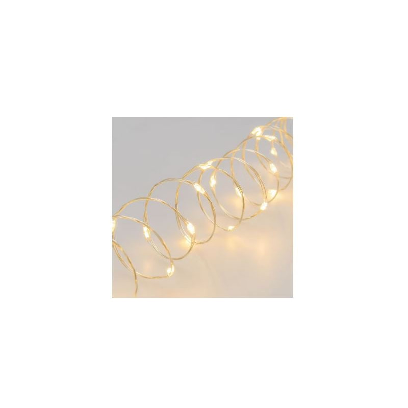 luci a stringa argentate micro-led caldo ip44 10m bianco [49659]