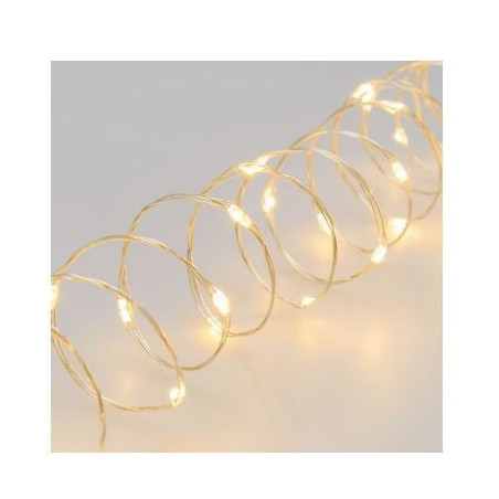 luci a stringa argentate micro-led caldo ip44 10m bianco [49659]