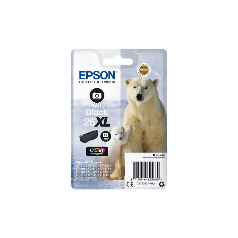 cartuccia epson singlepack photo black 26xl claria premium ink 8.7ml