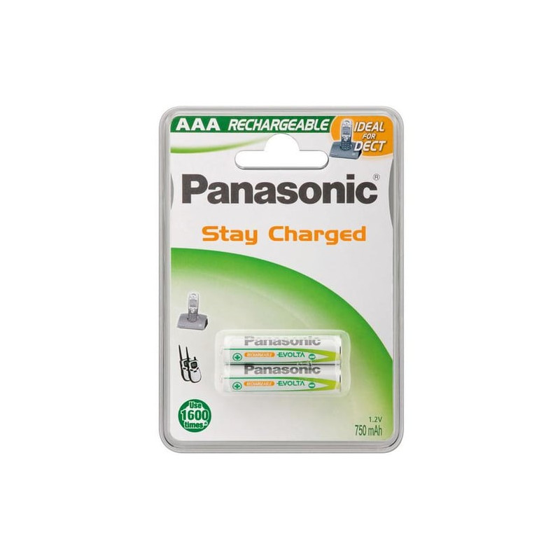 Pila ricaricabile panasonic 2 pz. per dect use aaa micro 1.20v 750mah