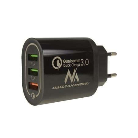 alimentatore da rete maclean energy mce479 qc 3.0 3xusb nero [asmclltumce479b]