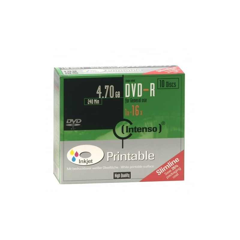 Confezione dvd-r intenso 4,7gb slimcase printable inkjet 16x