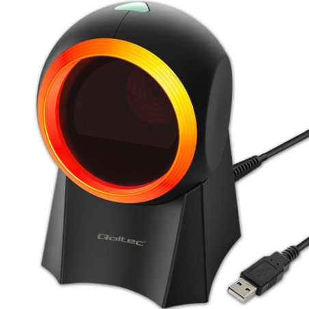 lettore di codici a barre qoltec da tavolo cablato 1d/2d nero/arancione