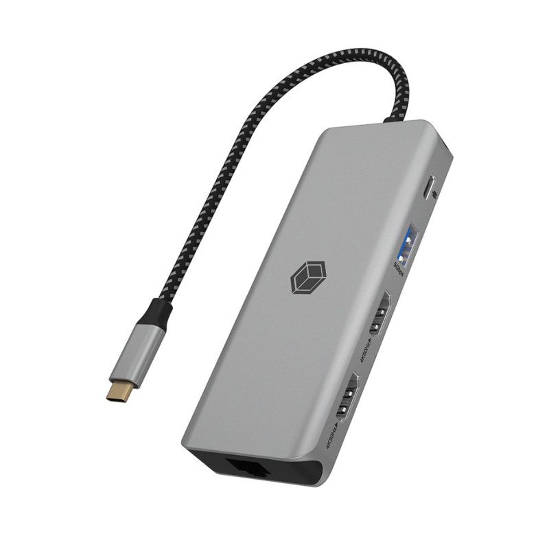 dock station icy box 100w per computer usb 3.2 tipo c alluminio [ib-dk4012-cpd]