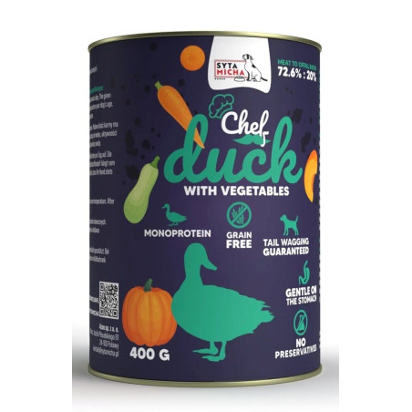 cibo per cani syta micha chef duck with vegetables - wet dog
