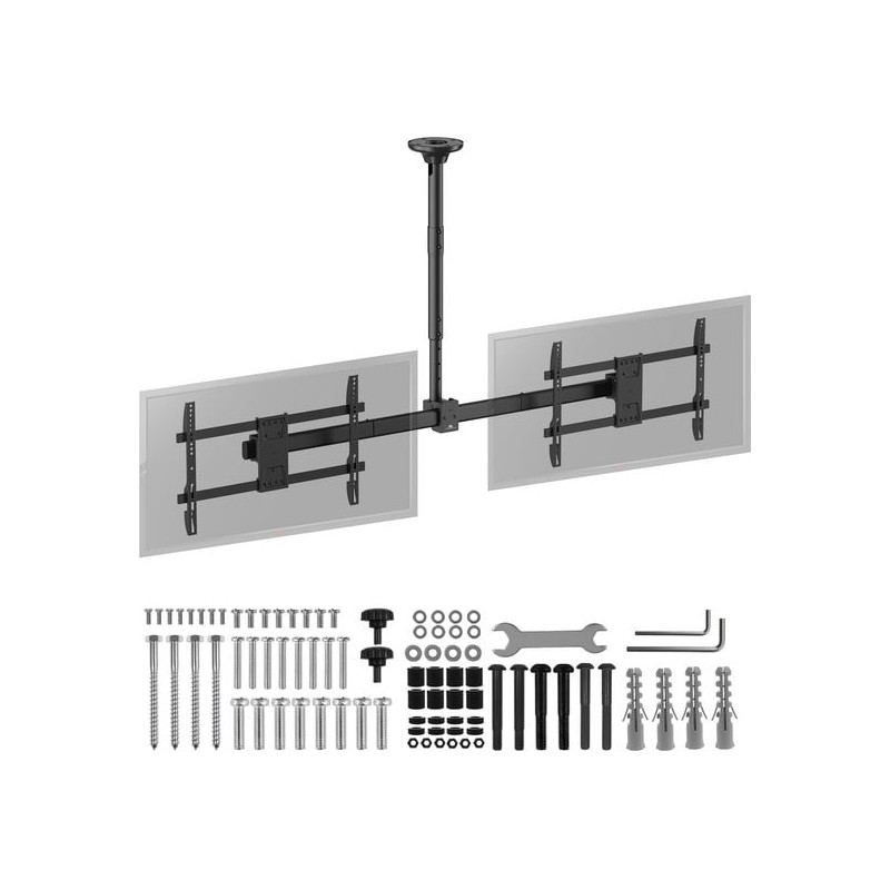 supporto tv maclean mc-111 b da soffitto per due schermi 34-60''
