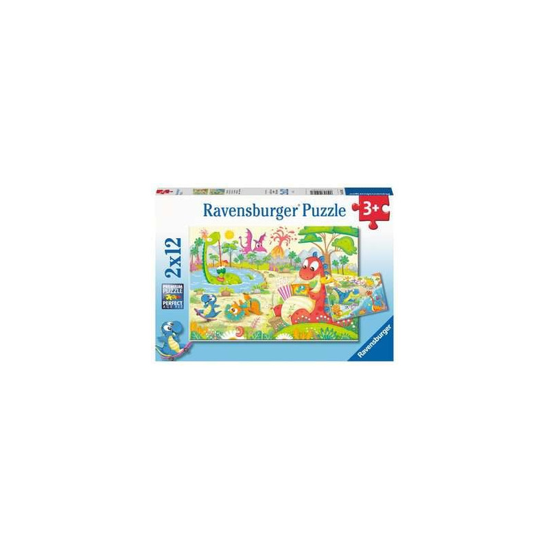 puzzle ravensburger dinosauri giocosi multicolore 2x12pz [5246]