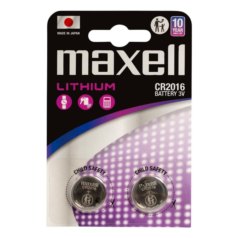 batteria a bottone maxell al litio cr2016 3v 2pz [maxell cr2016 2pcs