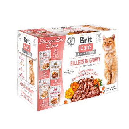 cibo umido per gatto brit care filetti scatola gusto sugo 12x85g