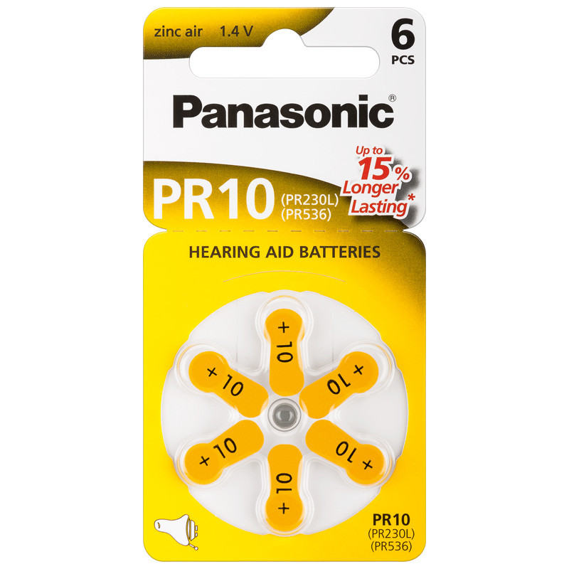 Pila panasonic 6 pz. a bottone per protesi acustiche pr10