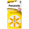 Pila panasonic 6 pz. a bottone per protesi acustiche pr10