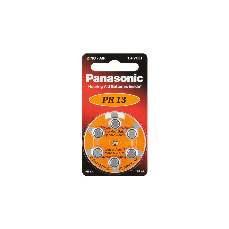 Pila panasonic 6 pz. a bottone per protesi acustiche pr13