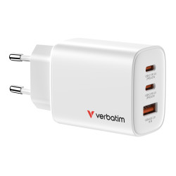 caricabatterie di rete verbatim essentials gan 65w 20v bianco [32355]