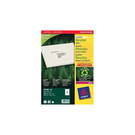 etichette avery laser bianche riciclate lr7165-100 fogli (8 etichette/foglio